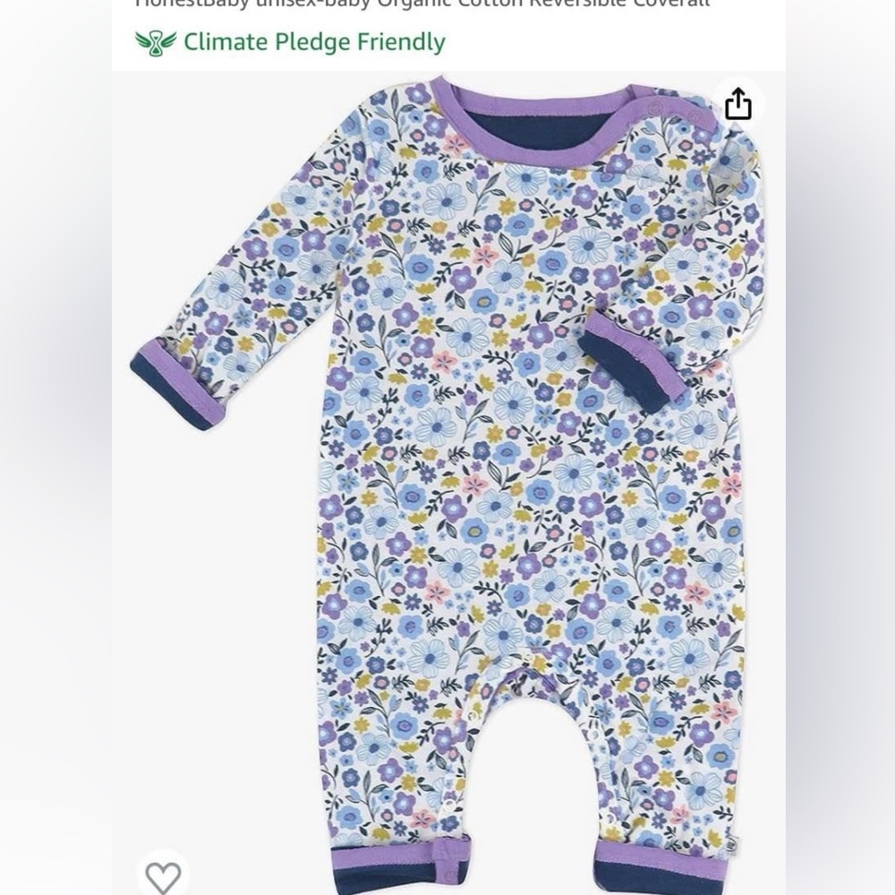 Floral Long-Sleeve Baby Reversible Footie - Honest Baby 24mo